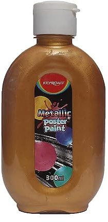 KEYROAD Plakatfarbe/metallisch / 300 ml/Tube/golden/Ideal für Anfänger und Fortgeschrittene/Ungiftig/Intensive Farbe/Sicher für Kinder