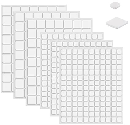 Briartw 6 Sheets/Pack,3D Double Sided Adhesive Foam Squares to Create Depth,Small and Large Squares Set,White Permanent Sticky Dimensional Adhesives for Scrapbooking,Craft Supplies,Stencils,Album