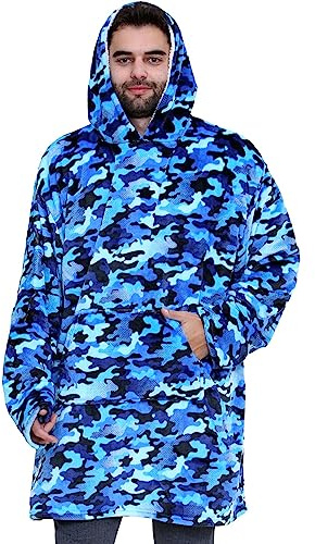 A2Z Unisex Mens Ladies Oversized Kangaroo Pocket Hooded Blanket Animal Snuggle Super Soft Wearable Blanket Hoodie Warm Fleece