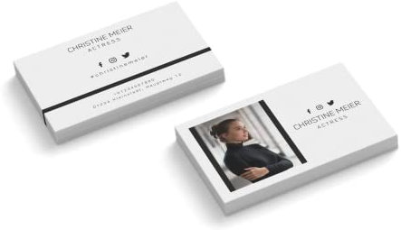 Visitenkarten personalisiert | mit Foto | Design Actress | 2-seitig | Querformat | Menge + Papier zur Auswahl | selbst gestalten | hochwertiger Druck (1000 Stück)