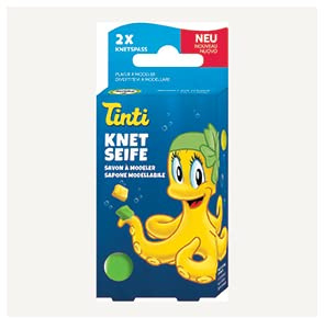 Tinti Modellierseife, 2 Stück – Spaß für das Baden der Kinder – Badespielzeug mit natürlichen und organischen Farbstoffen für Wasser – dermatologisch getestet