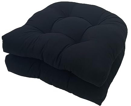 RUYICZB 2Er Set Sitzkissen Stuhl,Kissen Stuhlauflage Stuhlkissen,Auflagen Sitzpolster Polsterauflagen Gartenstühle Sitzauflagen,Waschbar Und Pflegeleicht Auflage Sitzkissen Outdoor,Schwarz