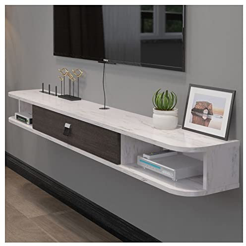 CENAP Schwimmende TV-Konsole, wandmontierter TV-Schrank, Unterhaltungs-Mediencenter, Spielekonsole, Videokonsole mit Tür und Stauraum/Grau/1400 mm