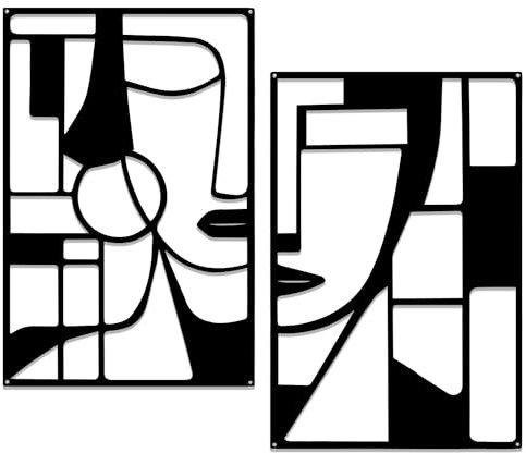 YiYa 2 Stück Metall Wanddekoration Schwarzes Metall Minimalistische WanddekorationVertikale Wandskulpturen Metall Metall Vertikale Abstrakte Wandkunst für Zuhause Wohnzimmer Schlafzimmer