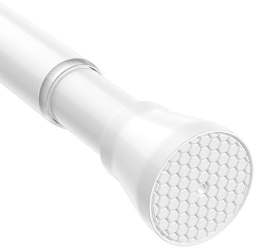 Shower Curtain Rod White Tension Rod 45 to 77 Inch Spring Curtain Shower rod Non Slip 1pcs for Windows No Drilling Adjustable Tension Rods of Curtain Window Closet Kitchen