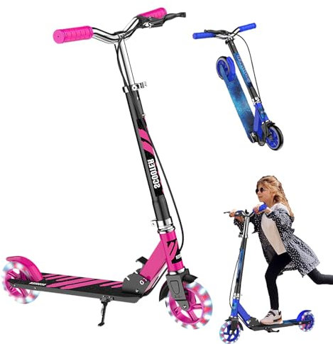 GHBXJX LED XL Wheel City-Scooter - Kinder | Roller Erwachsene mit Bremse| Cityroller für Erwachsene klappbar und höhenverstellbar | Tretroller Erwachsene | Cityroller Kinder ab 5+,Rosa