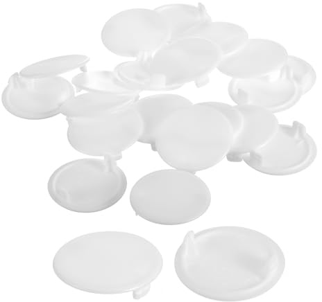 sourcing map 20Pcs Hinge Hole Covers, 35mm(1 3/8) Dia Plastic Concealed Hole Cover Round Flush Type Caps for Furniture Cabinet Cupboard, White