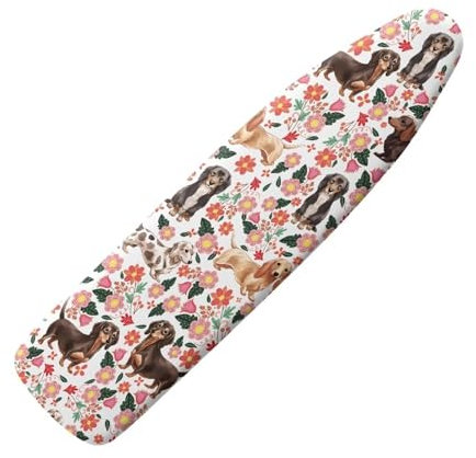 HOWILLATH Bügelbrettbezug mit Hunde-Design, passend für 145 x 45 cm Bügelbretter, floraler bedruckter Bügelbrettbezug, strapazierfähig, Größe XXL