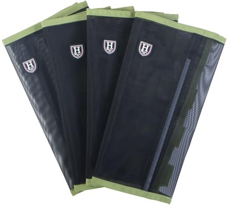 Harrison Howard Locker sitzende Fliegengamaschen für Pferde, atmungsaktiv, reißfest, feinmaschig, Beinschützer, Stay-on, bequeme Fliegengamaschen (4er-Set) Light Olive Mini