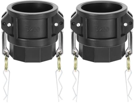 PATIKIL Poly Cam Lock Fittings, 2 Stück 2 Part D Weiblicher Adapter x Weibliches Gewinde Cam Groove Schlaucharmaturen Polypropylen Cam Lock Fittings, Schwarz