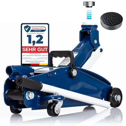 NTG Hydraulischer Wagenheber 2T (2000 kg) - TÜV Zertifiziert - mit Gummiauflage – Robuster Rangierwagenheber aus Stahl, Hubbereich 130–330 mm – Für PKW, Auto, SUV & Werkstatt-Einsatz