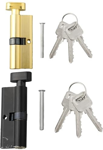 SchließZylinder Türschlosszylinder Aluminium-Türschlosszylinder mit Drehknopf und 3 Schlüsseln Sicherheits-Diebstahlsicherung for Möbelschlösser Schlüssel Zylinderschloss(Black)
