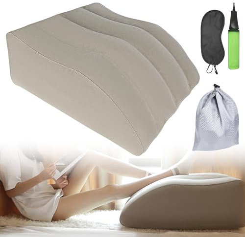 WIYETY Aufblasbares Beinhochlagerungskissen Satz, Venenkissen Beinhochlagerungskissen, Aufblasbare Keilkissen mit Augenmaske und Ohrstöpsel, Beinauflage Stützkissen für die Verbesserung der Schlaf