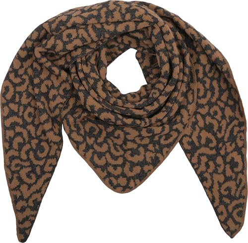 stylx Damen Schal XXL Dreieck mit Leopard Muster LEO SCHLICHT Warm Weich Strickschal Karo Winterschal Herbstschal Wolleschal Frauen Deckenschal Halstuch Scarf Poncho Cape