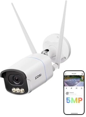 ZOSI 5MP 3K per Esterna WiFi Telecamera di Sorveglianza di Sicurezza, Rilevamento Persone & Allarme, Visione Notturna a Colori, Apertura F1,0, Rilevamento Intelligenza Persone/Veicolo