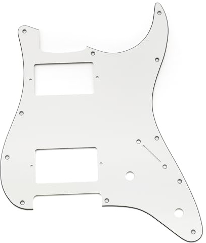 Musiclily Pro 11 Löcher ST HH Gitarre Schlagbrett Pickguard 3-lagig Weiß | 2 Bedeckter Humbucker 2 Potis Aussparungen, für Fender Squier Strat Style E-Gitarre