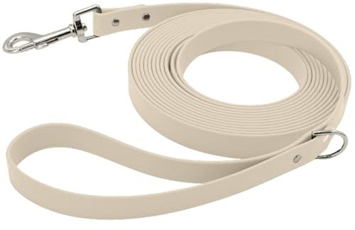 Petbo 15m Lange Biothane Schleppleine mit Handschlaufe | Extra Bequeme 19mm Breite für mittelgroße & große Hunde | weich + leicht zu säubern | Hundeleine mit 15 Meter Länge (Weiß - Biothane)
