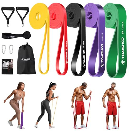 Set di fasce di resistenza TOMSHOO, fasce elastiche per fitness con ancoraggio per porte, maniglia, sacchetto di conservazione, più livelli di resistenza, per allenamento di forza, stretching