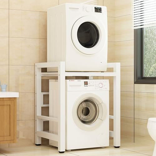 Meuble Machine à Laver et Seche Linge Support Universel pour Lave-linge et Sèche-linge, Robuste et Réglable, pour Superposer Les Lave-linge et Sèche-linge Sur Un Plan de Travail, pour La Buanderie.(Wh