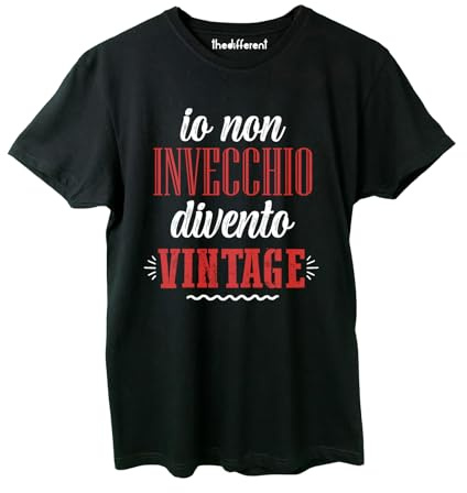 T-Shirt Maglietta Uomo Girocollo Io Non Invecchi divento Vintage Scritta Divertente Compleanno Festa Anni Moda Idea Regalo papà Amico Nonno Figlio
