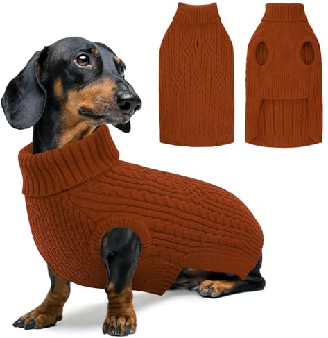 AOFITEE Hunde Pullover Kleine Hund, Warmer Dackel Pullover mit Rollkragen | Winter Hundepulli Strickpullover Weihnachtspullover, Warm Pullover für Kleine Mittlere Groß Hunde