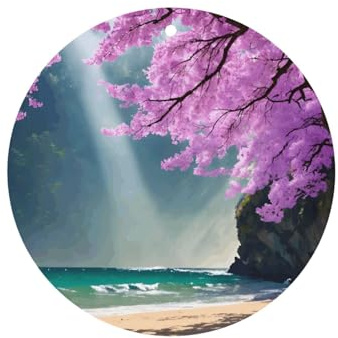 Phayah Viola Fiore Albero Modello Lavanda Profumo Auto Aroma Forma Rotonda Appeso Fragranza Tablet Car Interior Fragranza Deodorante 6p