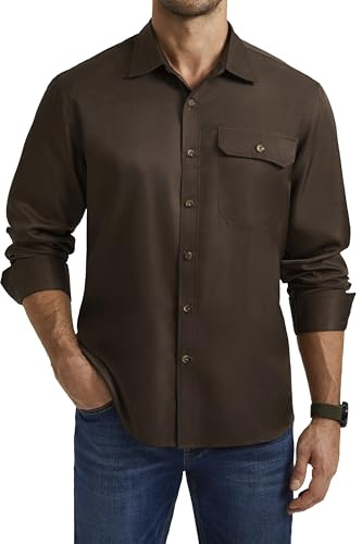 Enlision Chemise Homme Manches Longues Décontractée Chemises de Travail sans Repassage Homme avec Poche Regular Fit