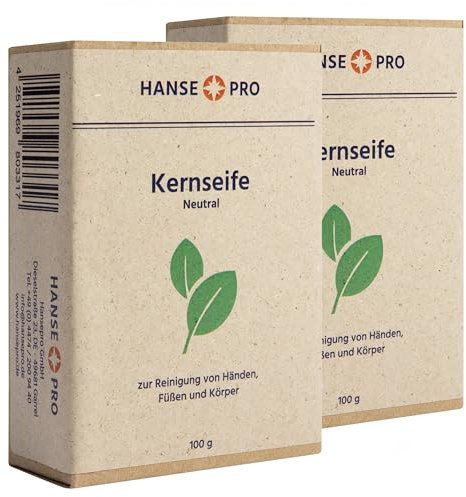 HANSE PRO Kernseife – Naturseife auf Pflanzenölbasis, vegane & palmölfreie Seife ohne Zusatzstoffe, erfrischend & hautschonend für empfindliche Haut - einzeln im Karton verpackt (2, Natur)