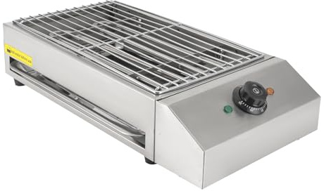 Barbacoa eléctrica de mesa de 2600 W con rejilla de acero inoxidable extraíble, temperatura ajustable, con bandeja de goteo de aceite para picnic, fiesta, camping
