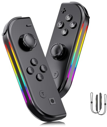 Loofu Manette pour Switch, L/R Manette Switch sans fil Joystick pour Switch/Lite/OLED avec Double Moteur, Capture d'écran, Gyroscope à 6 Axes, RGB