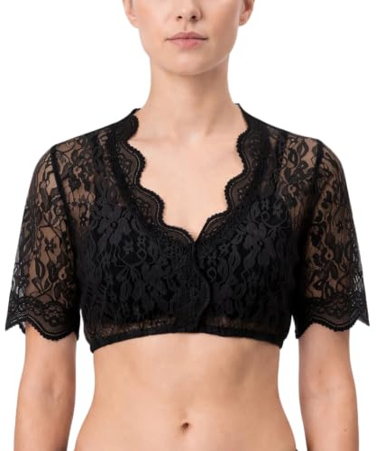 ZHAOCAI Blusa tirolesa para mujer para Oktoberfest, blusa tirolesa transparente, media manga, blusa tirolesa, blusa tirolesa con cuello en V, elegante