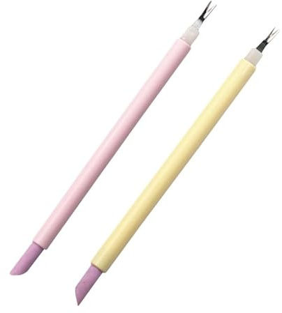NUSITOU Strumento per Cuticole 2 Pezzi Manico Antiscivolo in Acciaio Inossidabile e Acrilico, Doppia Punta per Tagliare e Spingere Pellicine, Uso Professionale e Domestico Colore Casuale