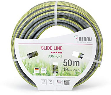 REHAU Comfort Slide Line 50 m Gartenschlauch | grau / gelb | 3/4 Zoll | 1 Rolle