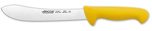 Arcos Serie 2900 - Caja 6 uds Cuchillo Carnicero - Hoja de Acero Inoxidable NITRUM de 200 mm - Mango inyectado en Polipropileno Color amarillo (6 UDS)