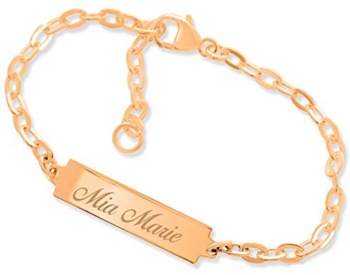 Baby ID Armband Mädchen Name rosegold zur Taufe Geburt Taufarmband aus 925 Silber Taufschmuck Gravur Namensarmband Kind kurz 12cm 14cm Geschenke Taufe Junge