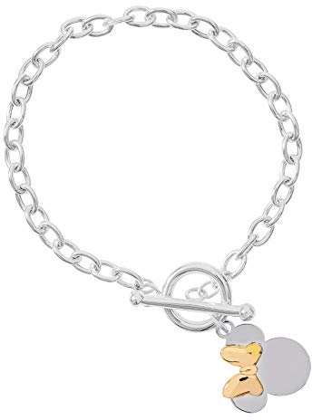 Disney Armband aus Sterlingsilber mit rosafarbener Schleife.