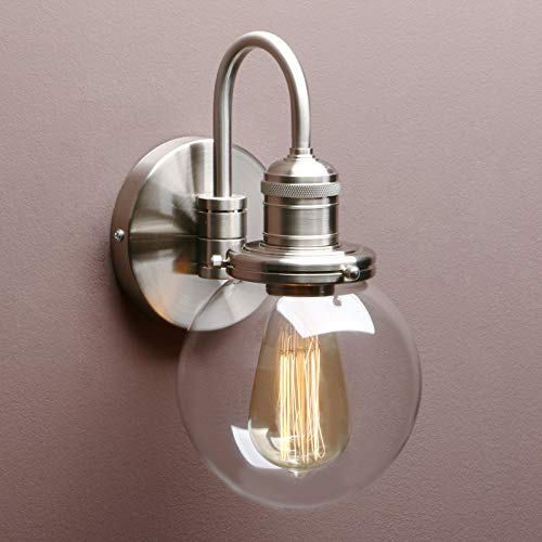Yosoan Modern Industrial Globe Sconce Wall Light Fitting | 5.9” Clear Glass Lampshade, for kitchen Living Room Bedroom Loft Bar