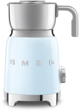 SMEG Retro 50's Style Milk Frother with 2 Disks 6 Preset Programs Hot or Cold Frothing and Induction Heating (Pastel Blue)
