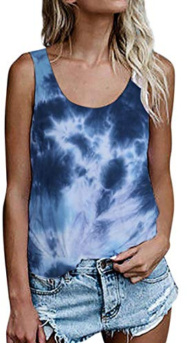 Damen Shirts Ärmellose Sommer Tunika Loose Fit Tank Tops (964Navy blau, X-Large)