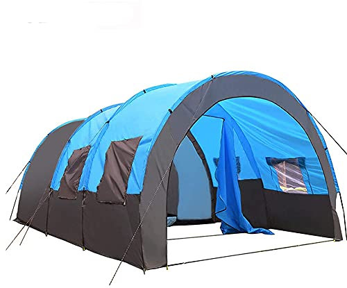 JQDZX Familien Tunnelzelt, doppelwandig, wasserdicht Kuppelzelt Campingzelt- riesiger Vorraum, Wetterschutz-Eingang, Moskitoschutz Sonnendach, für Familie und Freunde