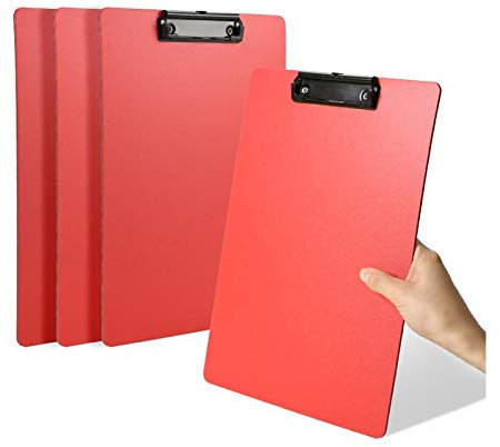 Planchettes à Pince Dossier de Plastique de Documents A4 et Taille de la Lettre avec Trou de Suspension télescopique Bande d'écriture multifonctionnelle Binder 5 Pack Porte Document (Color : Red)