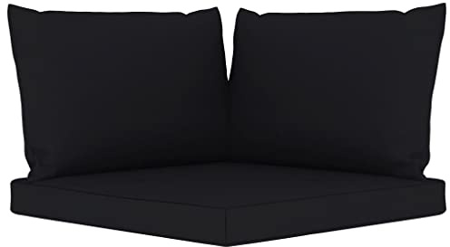 vidaXL Cojines para Sofás de Palets 3 Piezas Asiento Silla Respaldo Jardín Patio Balcón Terraza Exterior Suave Cómodo Decoración Tela Negro