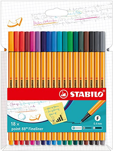 STABILO - Fineliner - point 88-18er Pack - mit 18 verschiedenen Farben