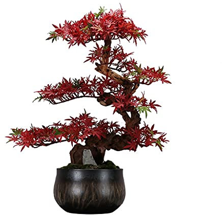 xuejuanshop Fake Plants Artificial Maple Leaf Tree Japanese Zen Ornaments Indoor Space Fake Plant Decoration Living Room Tea Room Desktop Ornaments, Office Bonsai Artificial Bonsai (Size : A)