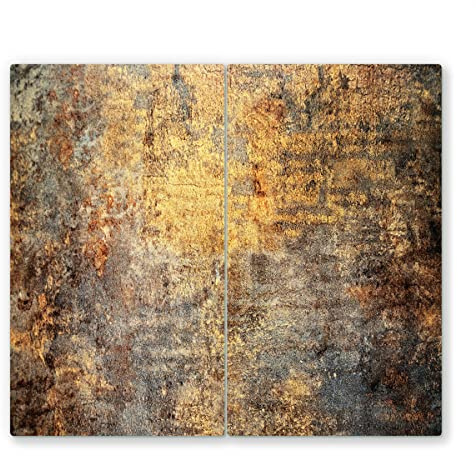 2x30x52cm - Herdabdeckplatte, Herdabdeckung für Glaskeramik-Kochfelder, Gehärtetes Glas, 60x52cm, mehrfarbig, Schneideplatte