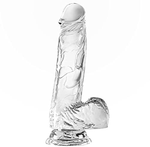 Realistic Dildo for Women, Clear Dildo with Suction Cup for Hands-Free Play, Body-Safe Material and Adult Sex Toys, Anal Dildos for Women Sex Toys4women UK - QiCheng&LYS(Transparent-1 7inches) M