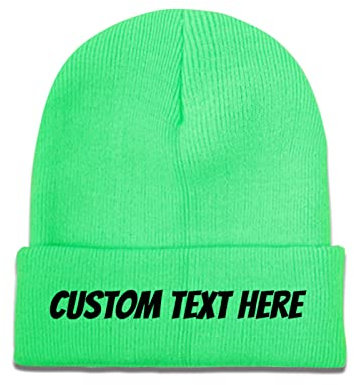 Miujonvy Custom Hat Slouch Beanie Custom Text Here Unisex Skull Cap, Grün 0, One size