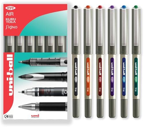 uni-ball EYE - UB-157E Rollerball Pens - 0.7mm Nib - In Envelope Packaging (Pack of 6, Essentials)
