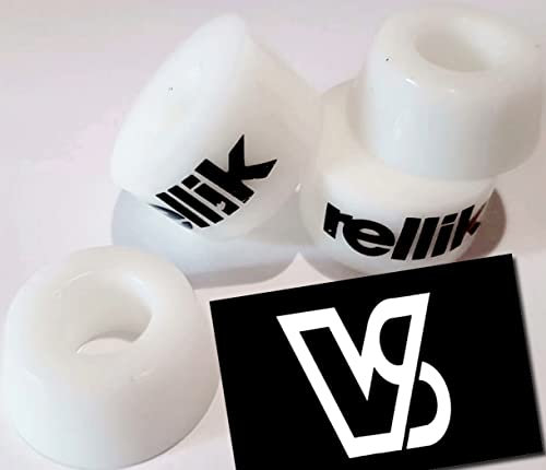 Rellik Lenkgummi, 90A Skateboard Lenkgummis - Lenk Gummi, Bushing Set für Skateboard Achsen,Härte 90a weiß, weich + Vamos Skate Co Sticker