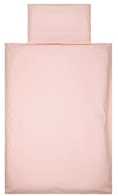 YENGAS Kinder-Bettwäsche-Set mit Reißverschluss 100x135 cm, einfarbig, 100% Baumwolle (Oeko-TEX), 2 Teilig, Bettbezug 100x135 cm und Kissenbezug 40x60cm, Kind/Baby (Rosa)
